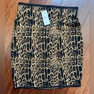 Express Leopard Print Bodycon Skirt in Black and Tan